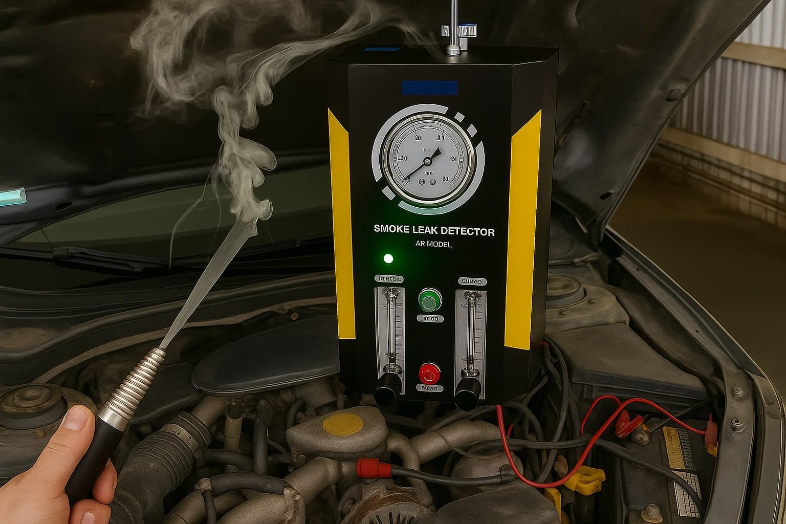 Опрессовка двигателя дымогенератором